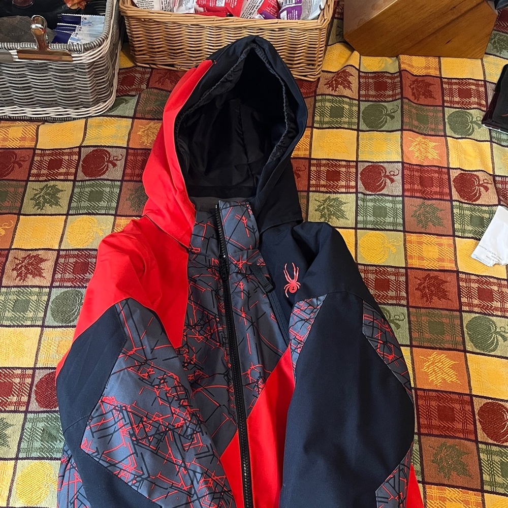 Spyder Kids Red and Black Puffer Jacket
